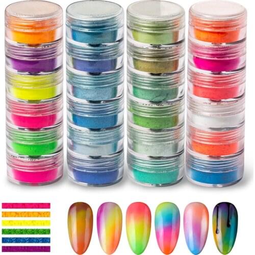 6 Colors/Set Multi-color Neon Loose Powder Eyeshadow High Pigment Matte Mineral Powder Spangle Neon Eyeshadow Yellow Green