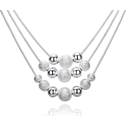 BABYLLNT 925 Silver Smooth Matte Beads Necklace Snake Chain For Women Wedding Engagement charming Jewelry Gift Wholesale