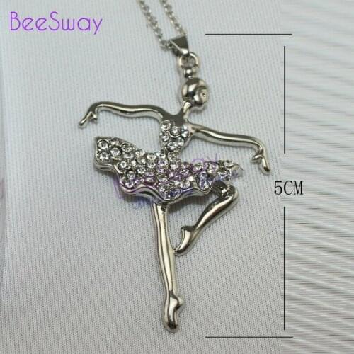Dancing Ballerina Ballet Tutu Jewelry Necklace Stainless Silver Alloy Girls Ballet Gift Souvenir Jewelry Accessories Women
