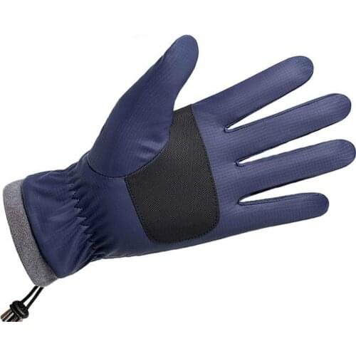 Winter Warm Ski Gloves Mens Touch Screen Plus Velvet Warm Outdoor Non-Slip Sports Riding Gloves Windproof Leather Gloves