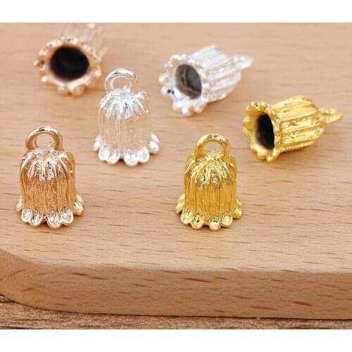 50 PCS 13.5*9mm Metal Alloy Flowers Pendant Charms Tassels Cap Accessories For DIY Jewelry Making