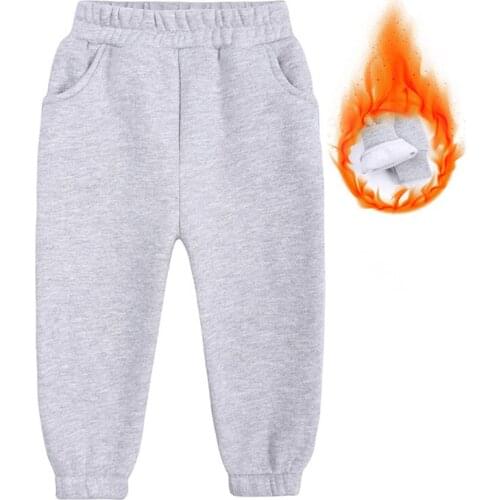Boys Girls Casual Pants Toddler Bottom Thick Fleece Pants Spring Winter Kids Warm Loose Pants Childrens Sweatpants Trousers
