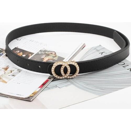 Q Women PU Leather Belt Fashion Heart Ladies Decorative Cute Adjustable Imitation Belt Fashion Female Accessories Pearl