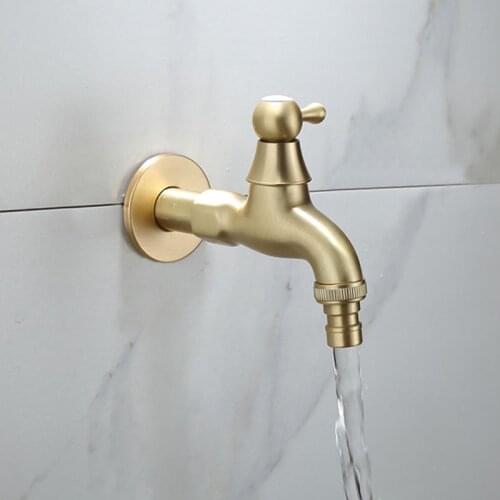 Washing Machine Faucets Wall Mounted Bibcock Brushed Golden Brass Material Outdoor Garden Faucet Washing Machine Tap Small Taps