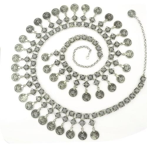 Turkish Gypsy Coin Tassel Waist Chains Metal Handmade Floral Boho Beachy Belly Belt Ethnic Tribal Festival Jewelry