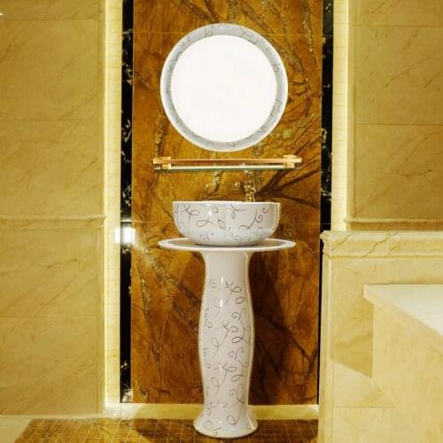 Washbasin Pillar Type Ceramic Industry Wind Household Bathroom Outdoor Integrated Floor Vertical flower Pedestal basin
