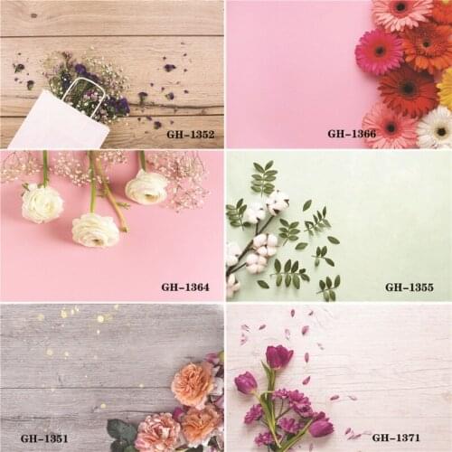 Vinyl Custom Photography Backdrops Prop Flower and Wooden Planks Photography Background #0140