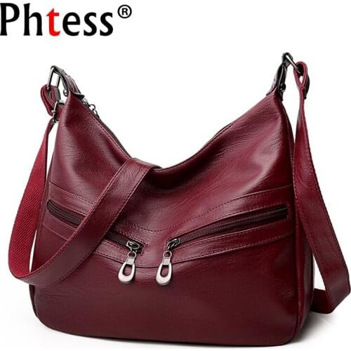 2019 Women Vintage Messenger Flap Bags Sac a Main Female Soft Leather Shoulder Bags Crossbody Bolsas Femininas Black Hobos Bag