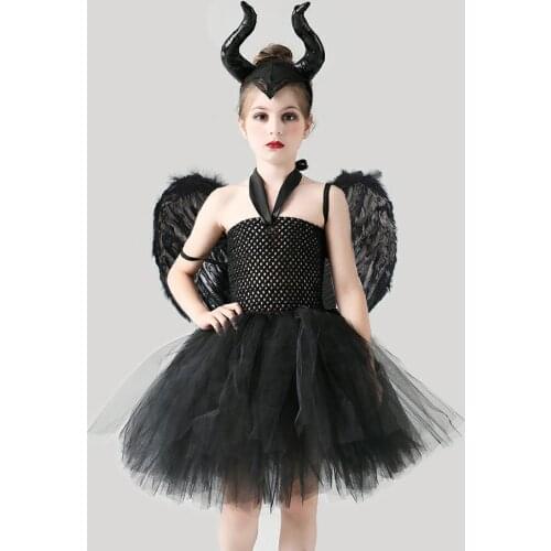 Girls Scary Halloween Costume Dress Maleficent Evil Queen Costumes Carnival Disguise Clothes Baby Devil Cosplay Outfits Disfraz