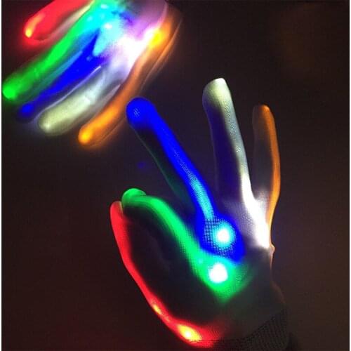 1pair Kid Adult LED Flashing Magic Glove Glow In The Dark Toys Light Up Finger Tip Lighting Toys for Children Toys