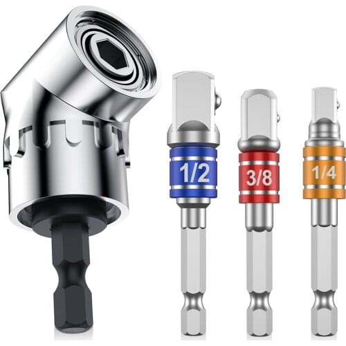 105 Degree Right Angle Drill Extension Screwdriver Set Impact Drills Driver Bit Set Extension Socket Adapter Hex Shank Driver