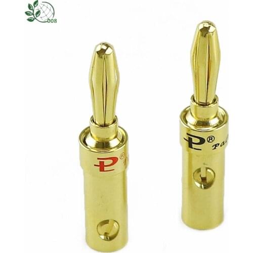 2 pcs Pakwai pailiccs banana plug copper gold plated banana head speaker cable connector/adapter