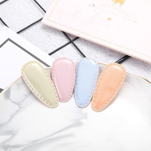 20pcs/lot 5cm shiny pu hair clip cover padded Appliques For BB hair Clip Accessories DIY Kid patches