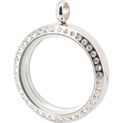 30mm round magnet 10pcs crystal stainless steel Memory living glass locket , glass pendant floating charms for Women