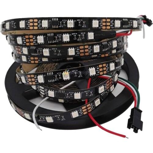 5m WS2811 48 leds/m ws2811 ic led digital strip Black PCB; addressable 12V Dream color;non waterproof