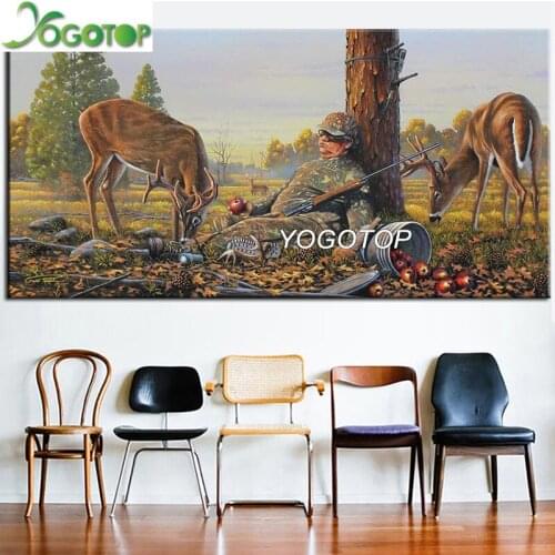5d Diy Diamond Painting hunter sleep deer Animal large decoration square round diamond embroidery mosaic puzzle Art sale YY2915