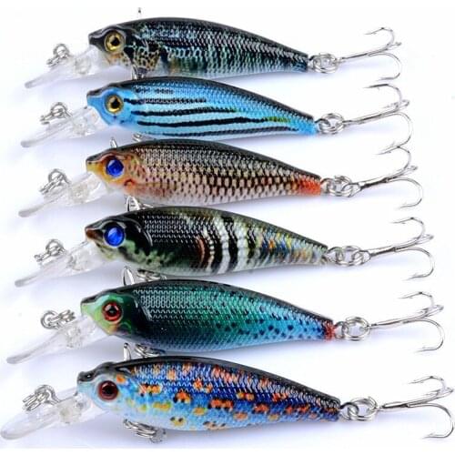6Pcs/Lot 3D Painting Fishing Lure 6.5cm/5g Sinking Leurre Dur Peche Souple Big Sea Hard Bionic Bait Lures VMC Treble 8# Hooks