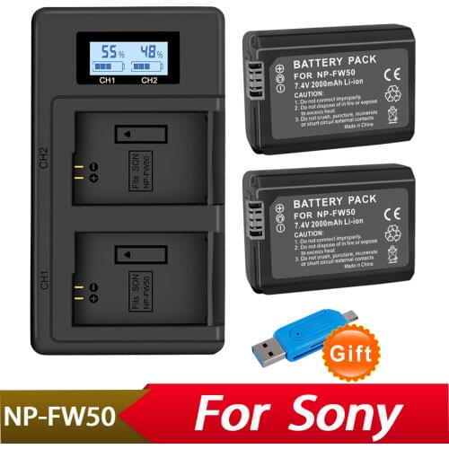 PALO NP-FW50 NP FW50 NPFW50 Battery + LCD Dual Charger for Sony Alpha a6500 a6300 a6000 a5000 a3000 NEX-3 a7 7R a7R a7R II