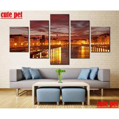 DIY diamond embroidery London City Building Night 5PCS 5D diamond painting Cross Stitch Rhinestone mosaic home decor cute pet