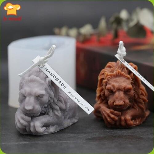 LXYY Lion Scented Candle Gypsum Diffuser Candle Mould Retro European Lion Head