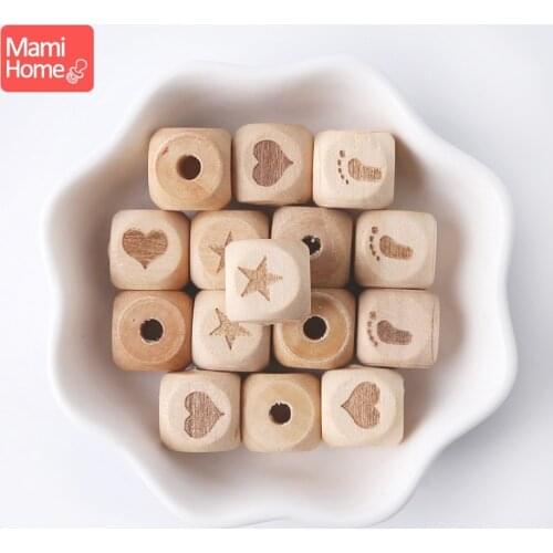 12mm 10pc Wooden Beads For Baby Heart Beads DIY Pacifier Chain Wooden Blank Rodent Teething ChildrenS Goods Nursing Bracelets