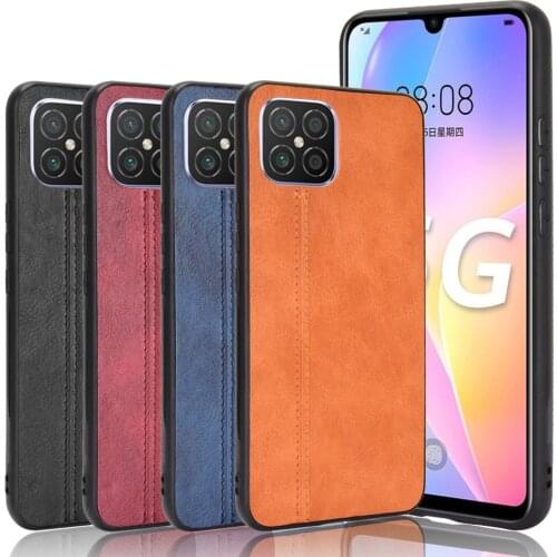 For Huawei Nova 8 SE Case Luxury Calfskin PU Leather lines Hard Back Cover Case For Huawei Nova 8SE Nova8SE Phone Case