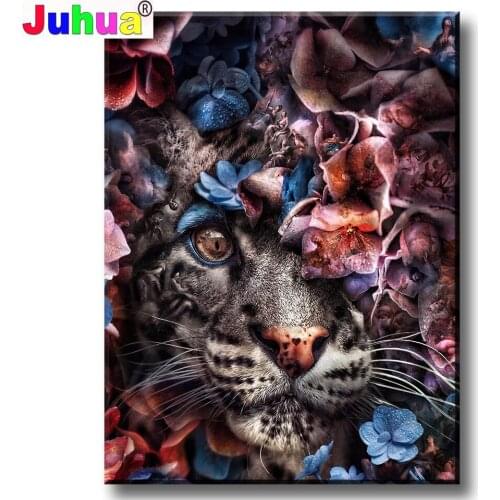 Diy full Round Square Diamond Embroidery Animal white Tiger 3d pictures rhinestones icon diamond painting King mosaic Home Decor