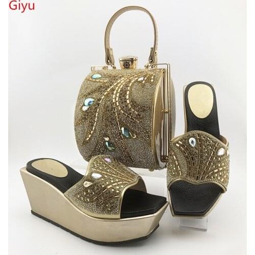 Doershow new Shoe with Matching Bags Shoe and Bag Set for Party In Women Italian Matching Shoe and Bag Set with stones! SES1-2