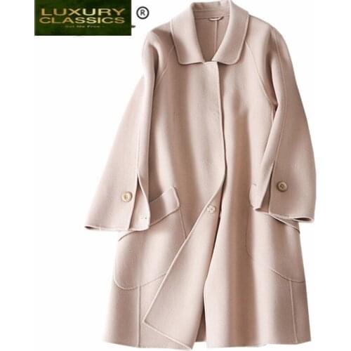Coat Elegant 100% Wool Female Autumn Abrigos Mujer Invierno 2021 Korean Ladies Vintage Blend Woolen Womens Jacket YN-20