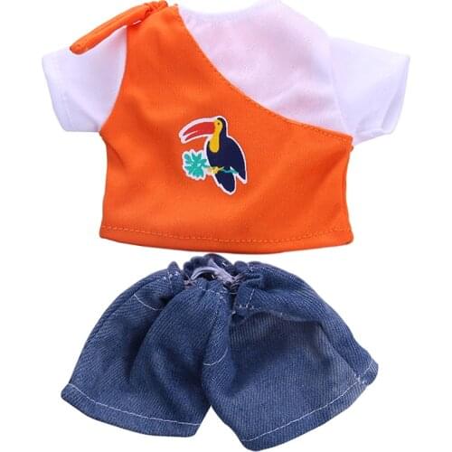 6xOrange T-shirt Short Jeans Pants for 14'' Wishers Doll