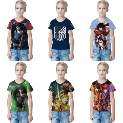 Attack On Titan T-Shirt Summer Team Cothing Children 3D Short Sleeve Tees Fashion Casual Summer Boy Girl Kids Streetwear Gift