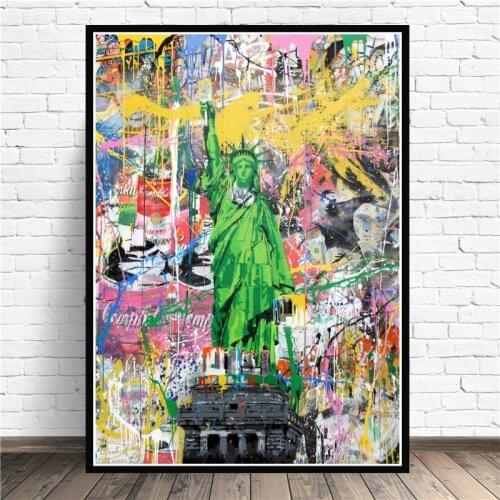 Graffiti Statue of Liberty Street Wall Art Canvas Posters and Prints Abstract Pop Art Canvas Pictures for Home Wall Decoration