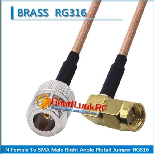 1X Pcs High-quality N Female to SMA Male 90 Degree Right Angle Coaxial Type Pigtail Jumper RG316 Cable N to SMA Low Loss