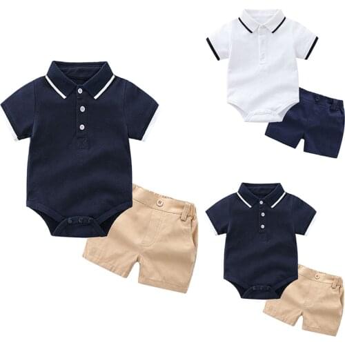 Newborn Baby 2 Pcs Outfit Set Toddler Baby Kids Boys Girls T-shirt Romper Tops+ Solid Shorts Outfits Baby Clothes Ropa Bebe Best