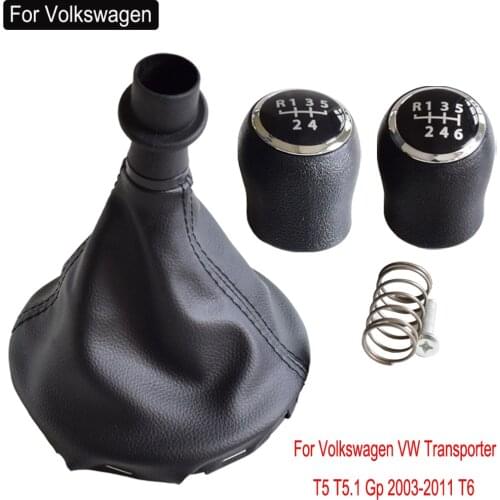 5 Speed Car Gear Shift Knob Gearstick Gaiter Boot Kit For VW Transporter T5 / T6 2003 2004 2005 2006 2007 2008 2009 2010 2011