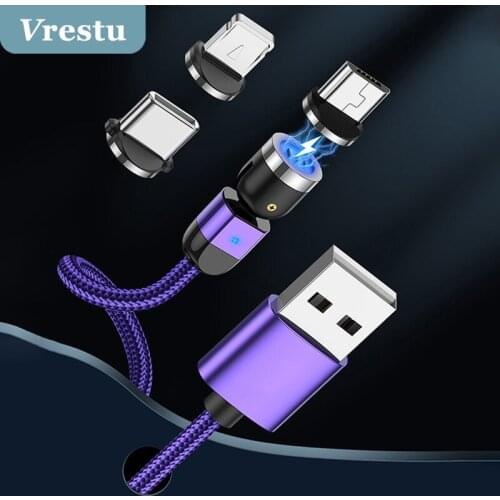 Newest 540 Rotate Magnetic Cable Fast Charging Magnetic Micro USB Type c Cabo for iPhone 13 Samsung S21 Xiaomi 11 Magnet Charger