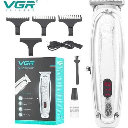 VGR electric hair trimmer USB rechargeable hair clipper haircut machine hair carving oil head clipper white LED display 10W