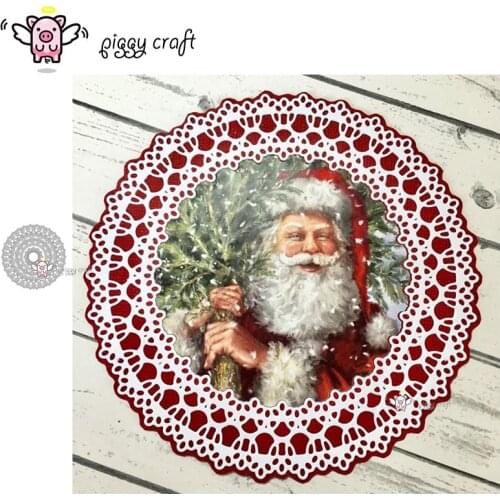 Piggy Craft metal cutting dies cut die mold Flower lace round frame Scrapbook paper craft knife mould blade punch stencils dies