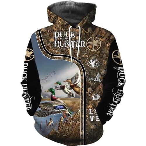 Duck Hunter 3D Print Graphic Hoodie Men 2021 Sweatshirt Streetwear Oversize Casual Zip Pullover Harajuku Hoodie Shirt Homme