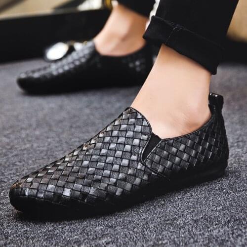 Men business casual shoes 2021 summer new Leatherette PU Comfort breathable male bean bean shoes High quality male shoes size 44