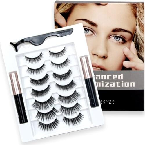7 Pairs Mixed Magnetic False Strip Lashes Makeup Set Professional Magnetic Eyelash Eyeliner Extension Charming Eye Makeup Kit