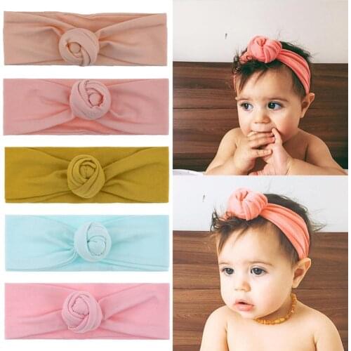 2020 New Cotton Solid Topknot Baby Headband Handmade Spandex Headwrap Sweet Donut Hair Band Girls Hair Accessories