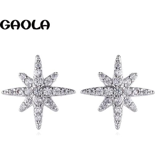 GAOLA New Arrival Elegant Clear Cubic Zirconia Flower Earrings Beautiful Jewelry Snowflake Earrings GLE4920A
