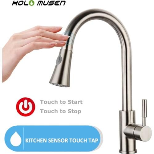 New 2-in-1 Touch Kitchen Faucet Lead-Free SUS304 Stainless Steel Pull Out Kitchen Sensor Touch Tap Touch Control Faucet Mixer