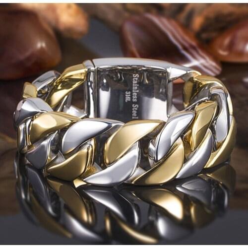 Punk Fashion Heavy Mens 316L Stainless Steel Curb Cuban Link Chain Bracelet Christmas Gift