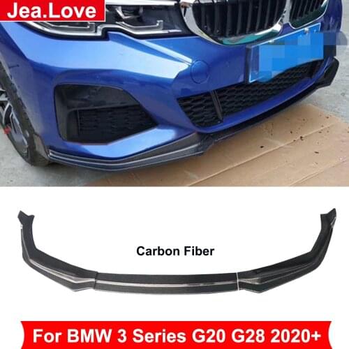 3 PCS MP Style Real Carbon Fiber Material Front Bumper Lip Front Shovel For BMW 3 Series G20 G28 Sport 2020 Up Car Tuning