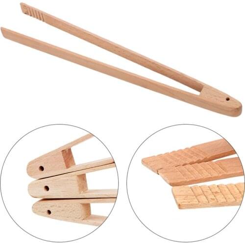 Natural Wood Food Tongs Kitchen Utensils Buffet Cooking Tools Anti Heat Bread Clip Pastry Clamp Barbecue Kitchen Tongs Coxeer