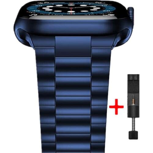 Ultra Thin Stainless Steel Strap for Apple Watch Band 44mm 40mm 42mm 38mm Metal Link Bracelet Replacement for iWatch 6 SE 5 4 3