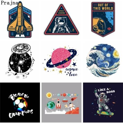 DIY Astronaut Planet Iron-on Transfer Football Hippie Thermal Transfer for Clothing Printed UFO Heat Transfer Boy Hippie Garment