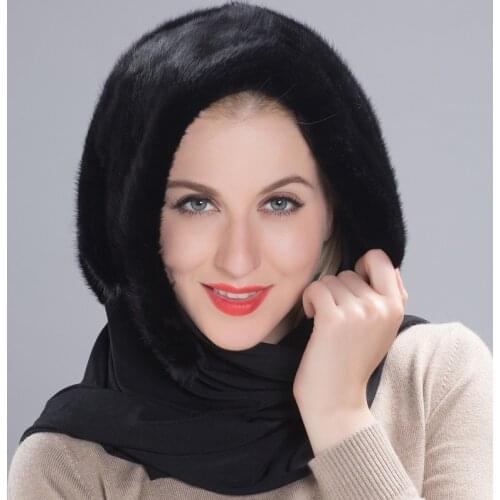 New Imported Mink Fur Hat Fashion Versatile Womens Whole Mink Scarf Hat Winter Warm Windproof Baotou Ear Protection Cap Gift